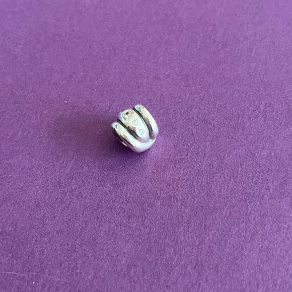 Pandora Retired Champagne Swirl Sterling Silver charm with CZ stones. - Picture 4 of 7